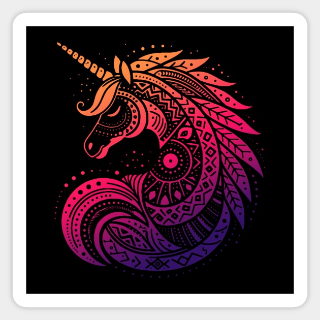 Ethereal Tribal Unicorn: Blending Mythology with Modern Styling Sticker by Etno Lounge